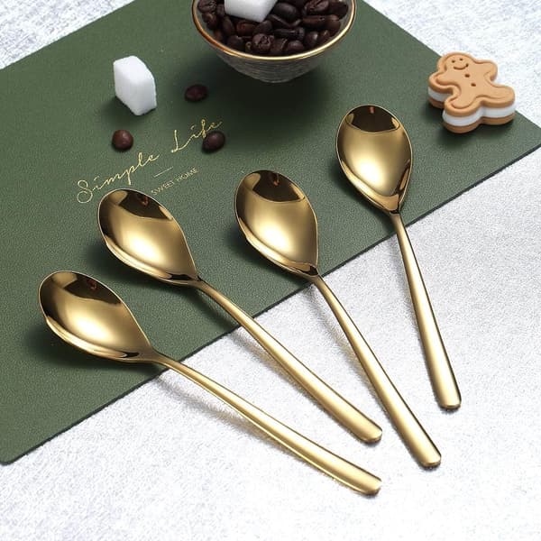 5,5 tommer mini kaffeske i rustfrit stål køkkenbestik 12 stk (guld) gold