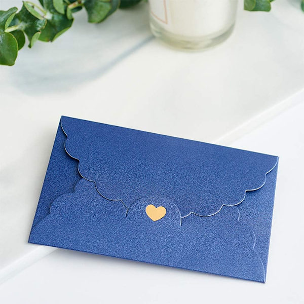 30 st Kraft kuvert Bröllopsinbjudan Kuvert, Kuvert med Hjärta (Blå, liten) blue 10*7cm