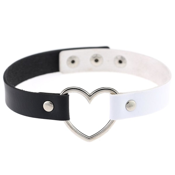 Flickor Älskar Hjärta Halsband Dubbel Färg PU Läder Krage Punk Halsband Halsband color 1