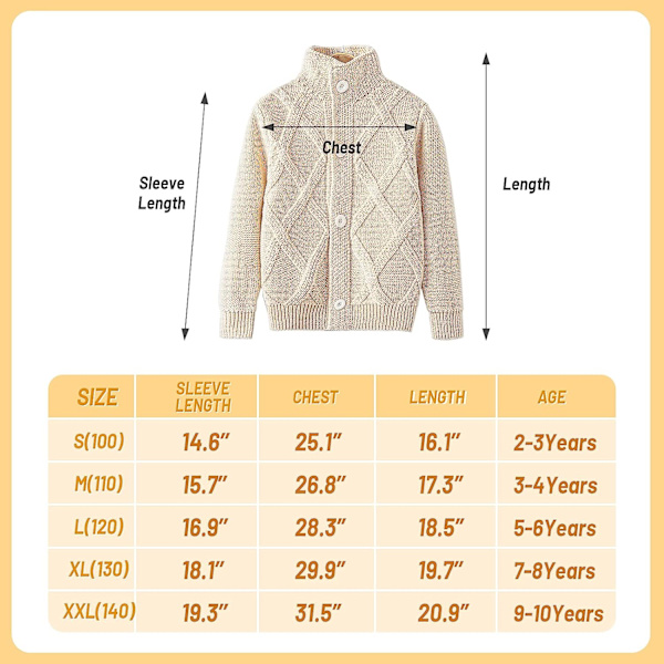 Baby Stickad Tröja Flicka Mjuka Outfits Toddler Stickade Tröjor Pojke Vinter Cardigan Barn Långärmad för Spädbarn, Storlek:S apricot 100 cm