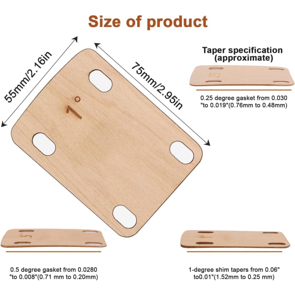 3-pack gitarrhalskil, fast trägitarrhalsbricka skydd 0,25, 0,5 och 1 grad