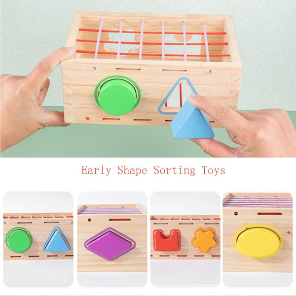 Trä geometriska sortiment kubleksaker 1-3 år Montessori leksaker för toddler