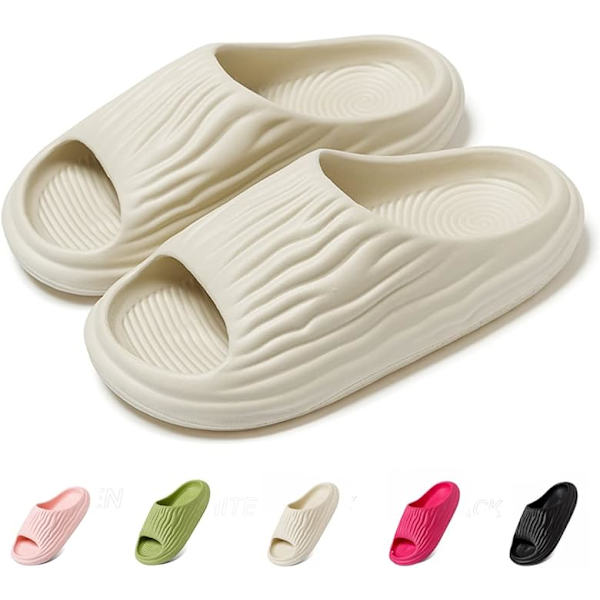 Badtofflor för män och kvinnor, sommarsandaler, halkfria tofflor, molntofflor för inomhus/utomhus (beige 42/43) beige