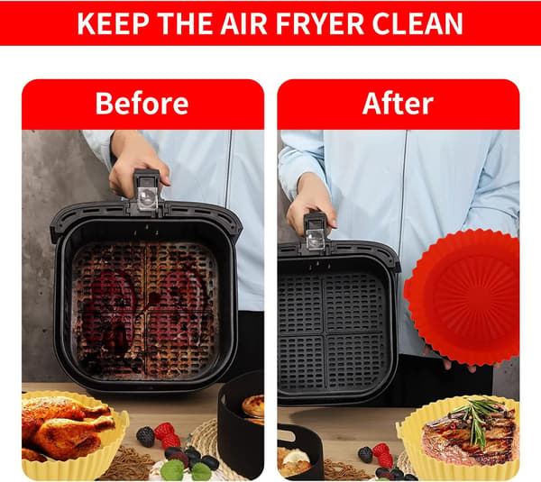 Silikone bageform til airfryer, silikonegryde til airfryer-indsatser damper 2 stk.