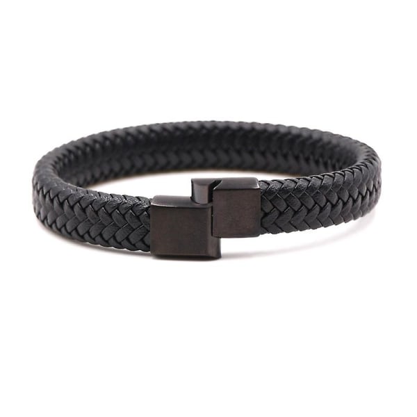 Herr Pu Läder Armband Svart Vävd Klassisk Stil Hand Band Present color 3