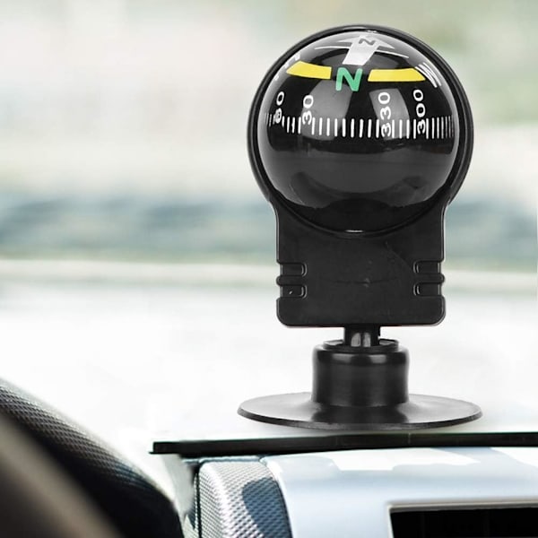 Fordonets kulkompass, 2 stycken bärbar bilkompass guide kul sugkopp minikompass