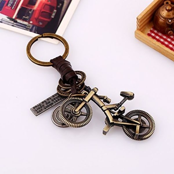 1 st Alloy Cykel Nyckelring Läder Nyckelring Brons Nyckelring Present