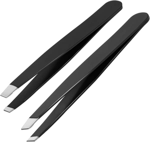 2 stk. præcisionspincet i rustfrit stål til professionel brug, skønhedsartikler (sort) Black