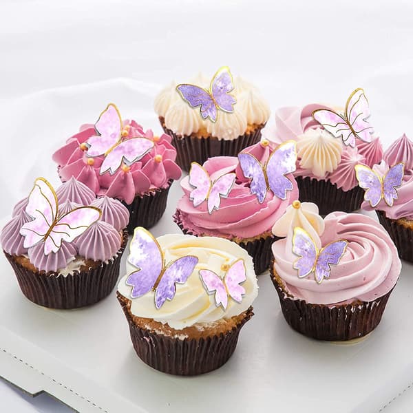 40 stk. sommerfugltopper, sommerfuglkaketopper, sommerfugldekorasjon til bursdagskake