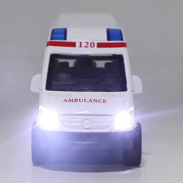 Ambulancebil, 1:32 Mini Legeringsbil Legetøj Simulationsmodel Køretøj med Lyd til Børn Over 3 År