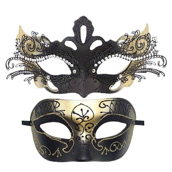 Par Maskerad Mask Metall Järn Fjäril Bal Mask Dubbel Färg (guld) 2 st gold