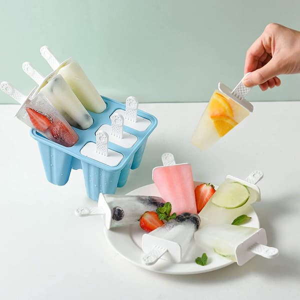 Silikon Popsicle Form BPA Återanvändbar Enkel Utformning Popsicle Making (blå) 6 Hål blue