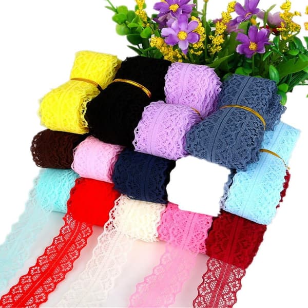 45 meter mønstret blondetape rull blomsterblonder webbing stoffpynt (beige) beige