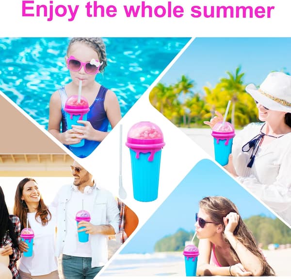 Slushy Maker, Amusing Slush Machine, Hurtigfrossen Smoothie Kop, Slushy Kop (Brun + Blå)