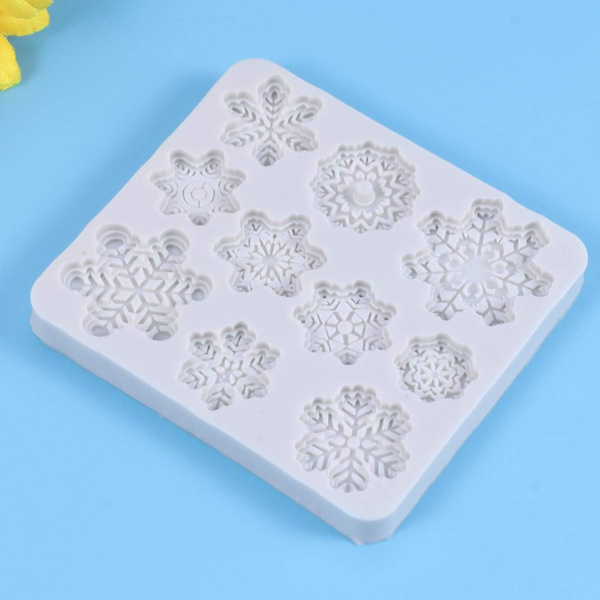 3D Snöflinga Fondantform, Jul Snöflinga Silikon Godis Choklad Tårtform (Slumpmässig Färg)