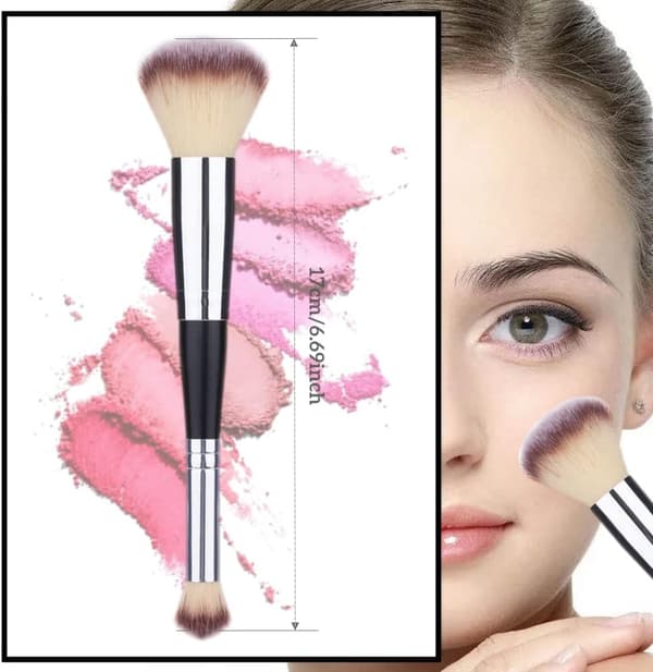 Makeupbørste med dobbelte ender 2 i 1 (dobbelte ender sort sølv) 2 stk.