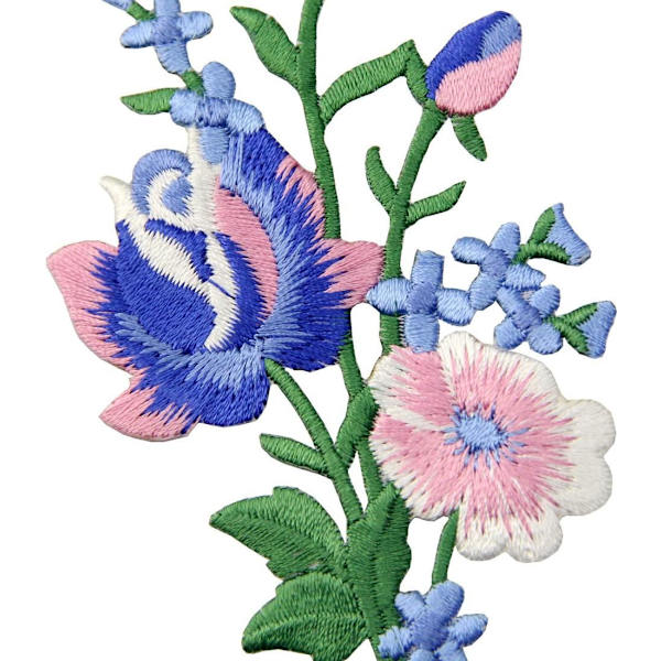 Blombukett Boho Patch Broderade Blomsterapplikation Stryk på Sy på Ros Emblem, Set med 2 st
