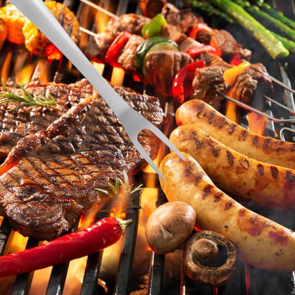 4-delt grilltilbehør, grilludstyrssæt til camping, campingtilbehør, professionelt grillværktøj
