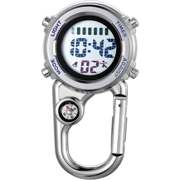 Karbinhake Digital Klocka Clip Luminous, Face Compass Face Watch Carabiner, orange, blå