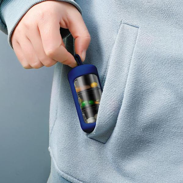 3 fack, Mini bärbar pillerbox, pillerbox med silikonhalsband