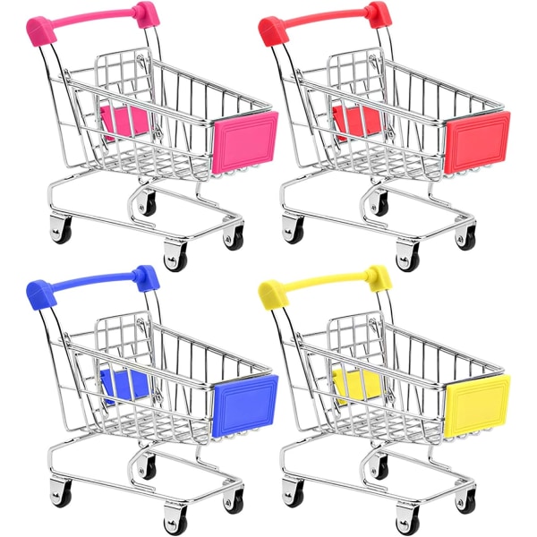 Mini Supermarket Trolley Shopping Cart Utility Cart Mode Förvaringsleksaker - 4 delar