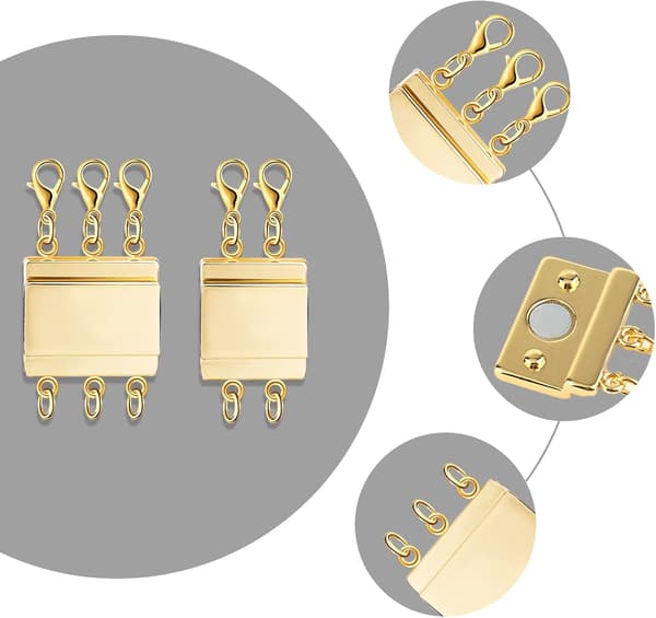 2 stykker superposition lås, multirangian lås separator polsk magnetisk halskæde multi-brun stik (guld)