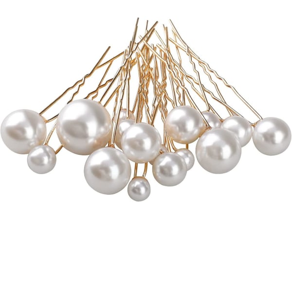18-pack Wedding Pearl-hårklämmor, U-formad Bröllopspärlhårklämmor (guld)