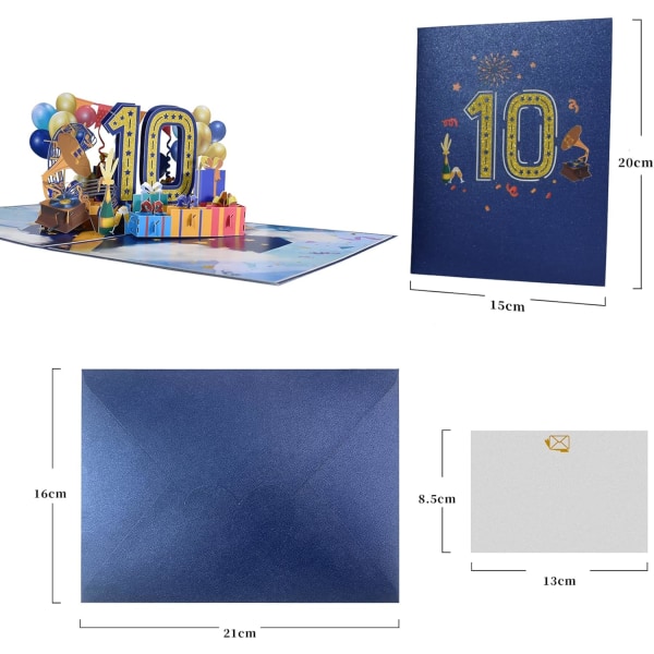 Jubileumspop-up-kort, 3D-födelsedagskort, bröllopsdagskort（10:e） color 5