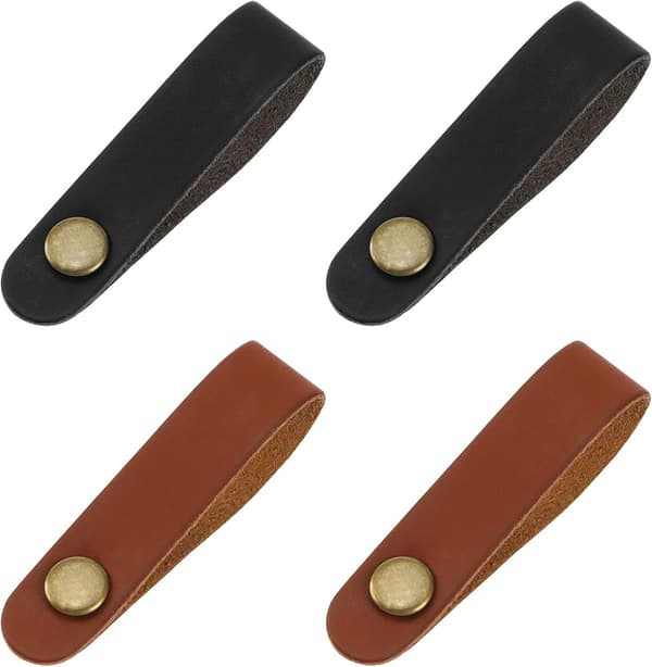 4 st gitarrläderhuvud med retrometallknapptillbehör (brun och svart)