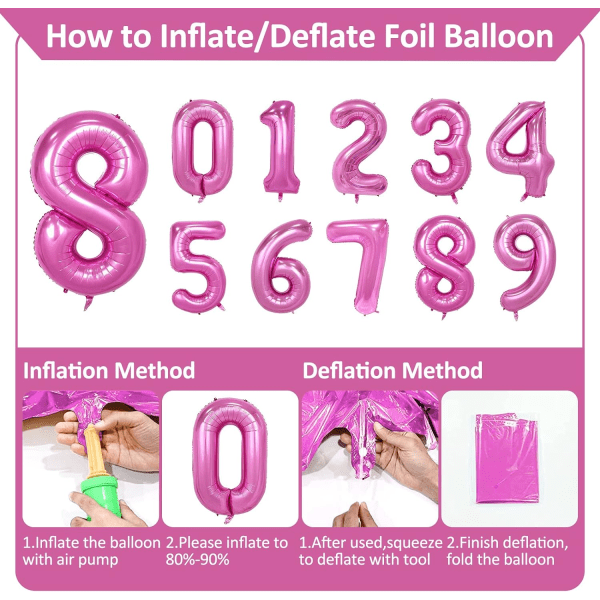 1 st 40 tum stor digital folieballong för födelsedagsfestdekorationer (rosa, 3) pink 3