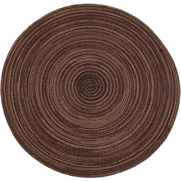 15 tums rundformad värmebeständig flätad bordstablett set om 6 (rund, brun) Brown
