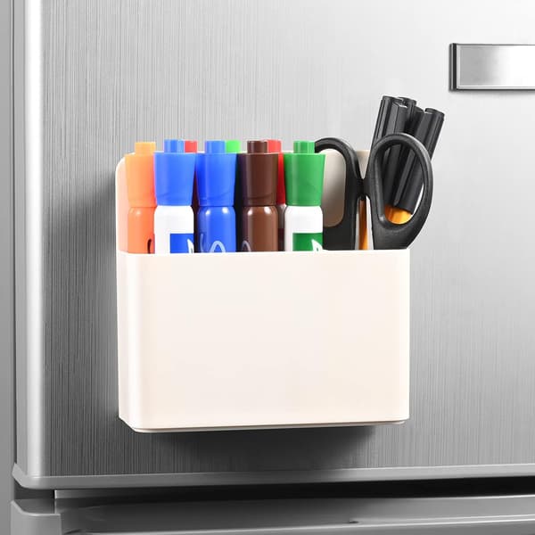 Veggmontert magnetisk oppbevaringsstativ for tusjer til whiteboard (stor, hvit) 2 stk.