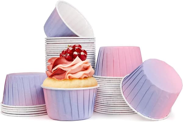 Pakke med 50 papirform til muffins, mini cupcakeformer til bryllup, bursdager (rosa-blå)