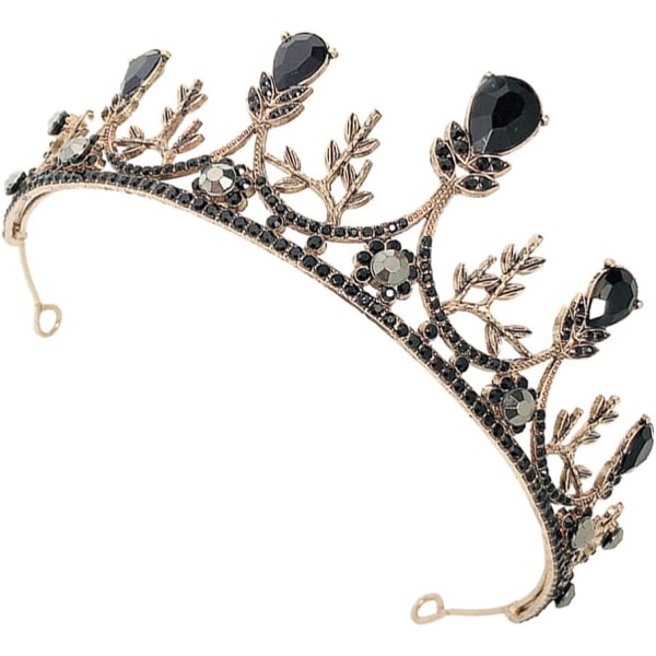 Barock Rhinestone Bröllop Tiaror och för Brud Handgjorda Kristall Hårband Tiara（svart） black