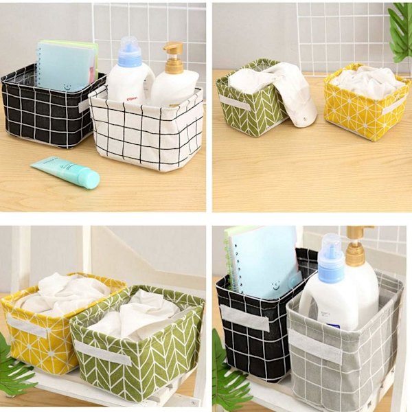 5-pack Mini förvaringskorgar för kosmetika, böcker, heminredning Canvas Organizer Väskor (8x6,3x5,1 tum)