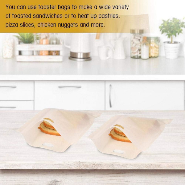 5 st återanvändbara toastpåsar, non-stick snacks-påsar för grillade ostsmörgåsar och pizza, 6,7x7,5 tum 17*19cm