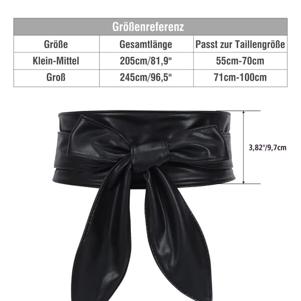 Dame Obi Bælte Mode Wrap Bred Talje Knyttet Hoftebælte til Kjole black