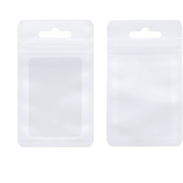 100 st Mylar-påsar Återanvändbara läckagesäkra tätningsbara smyckespåsar (8X13CM, Vit) White 8*13cm