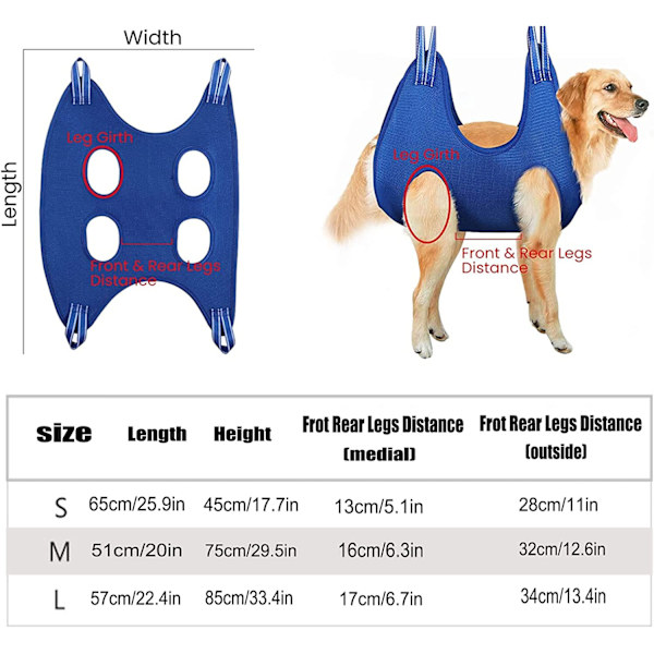 Tillbehörssats för hängmattor för hundtrimmning, hängsele med fasthållningsväska för husdjurstillbehör (blå, S) blue s