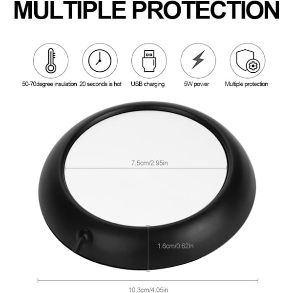 USB-värmare Värme Dryck Muggmatta Hemmakontor Kaffe Te Mugg Pad(Svart) Black