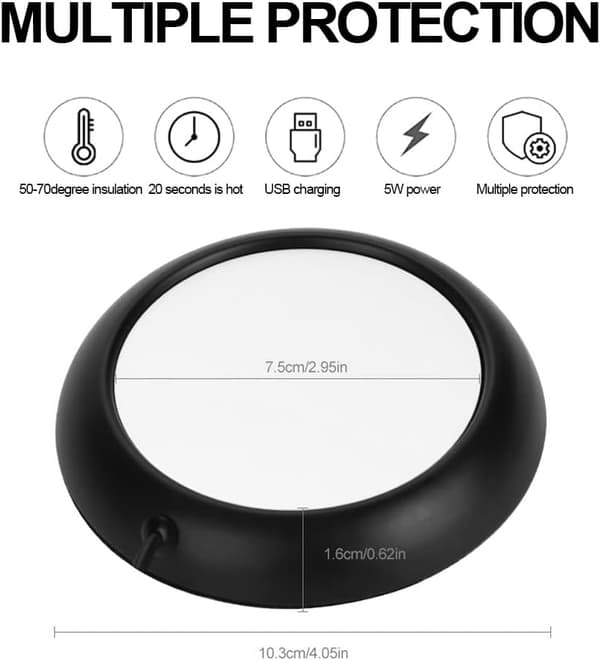 USB-varmer varm drikkekrusmåtte Hjemmekontor Kaffe Te Krusunderlag (Sort) Black