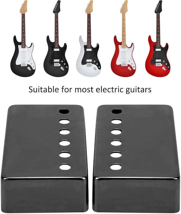2 st elgitarr pickup-skal, nickel pickup-skal gitarr pickup-skydd 50 mm och 52 mm (svart) black