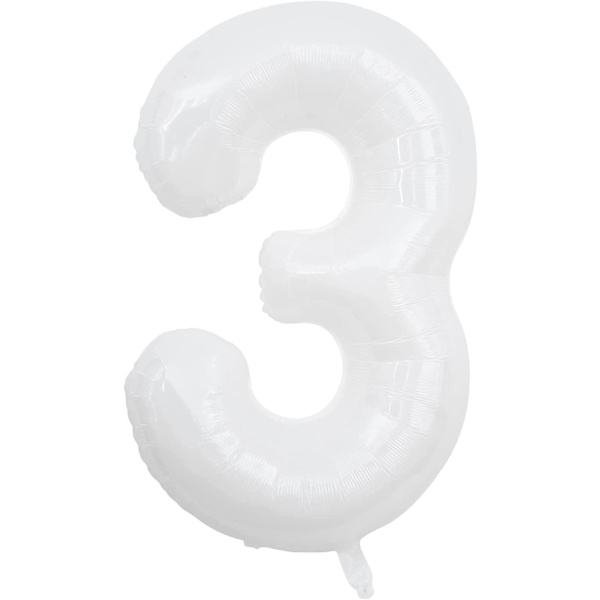 1 st 40 tums stor folieballong för födelsedagsfestdekorationer (vit, 3) White 3