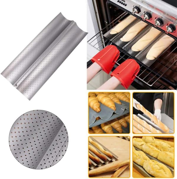 2 stk. franskbrødformer, non-stick perforert baguettform
