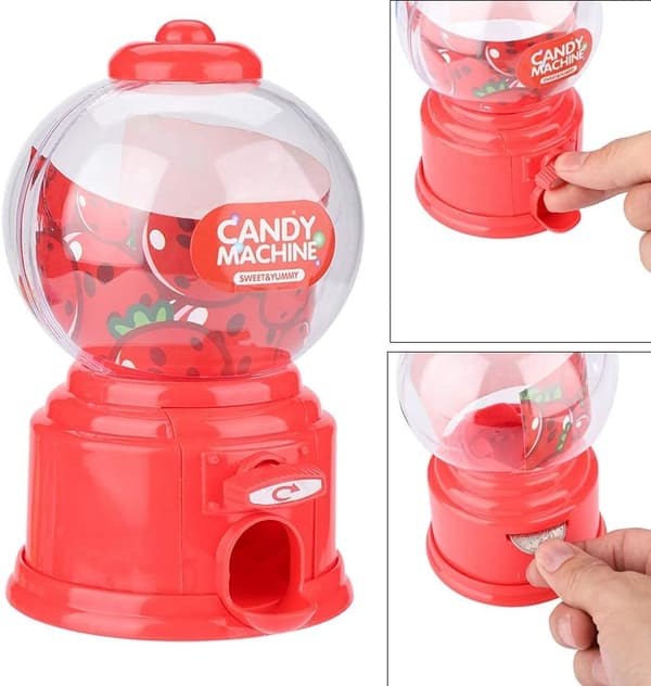 Barn Godisautomat Plast Mini Spargris Dispenser Barn Present (Röd) Red