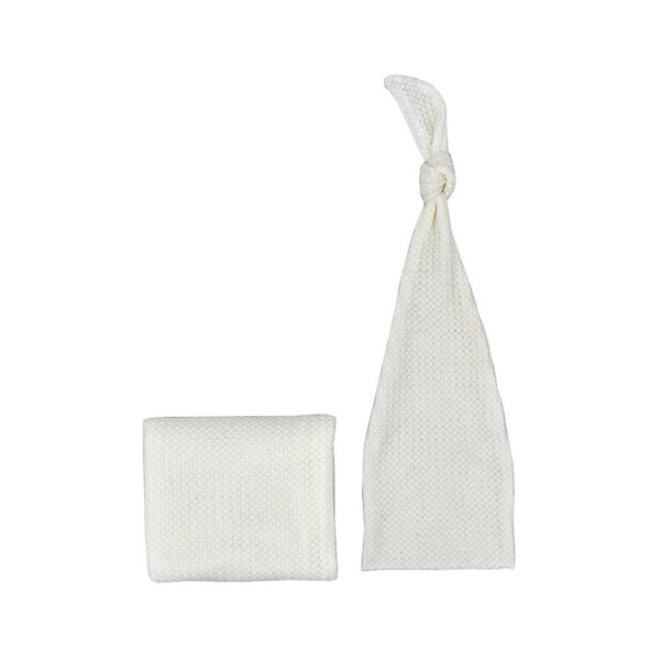 Nyfödd Fotografi Mössa & Wraps Tvådelad Set (Vit) 2 Stycken White