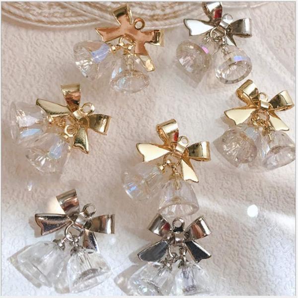 5 st Nail Crystal Liten Klocka Båge Nagel Tillbehör Hänge Enkelt Design DIY Nagel Dekorativa Tillbehör