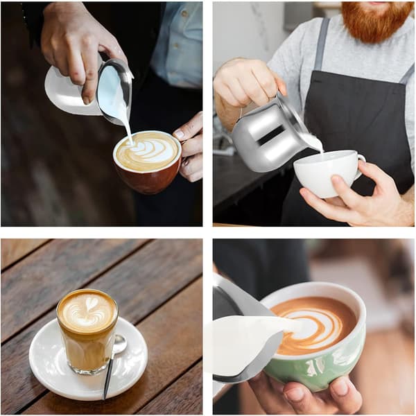 Lille mælkekande 3oz, rustfrit stål formet kande til espresso dampning og skumning 90ml