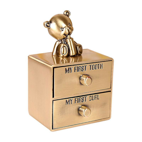 Silver Tandlåda, Baby Min Första Tand och Lock Keepsake Box Set, Barn Tänder  Organiser（koppar gul） color 1