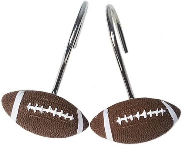Et sett med 12 fotballgardinkroker for gutter